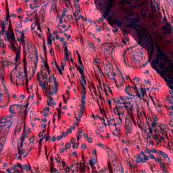 Vintage Paisley Floral Indian Cotton Pink Purple Boho Maxi Broomstick Skirt - Picture 4 of 6